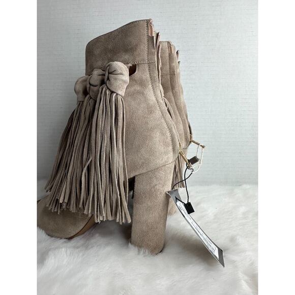Chloe Fringed Tasseled Suede Ankle Open Toes boots Size UE 37 - Picture 7 of 12